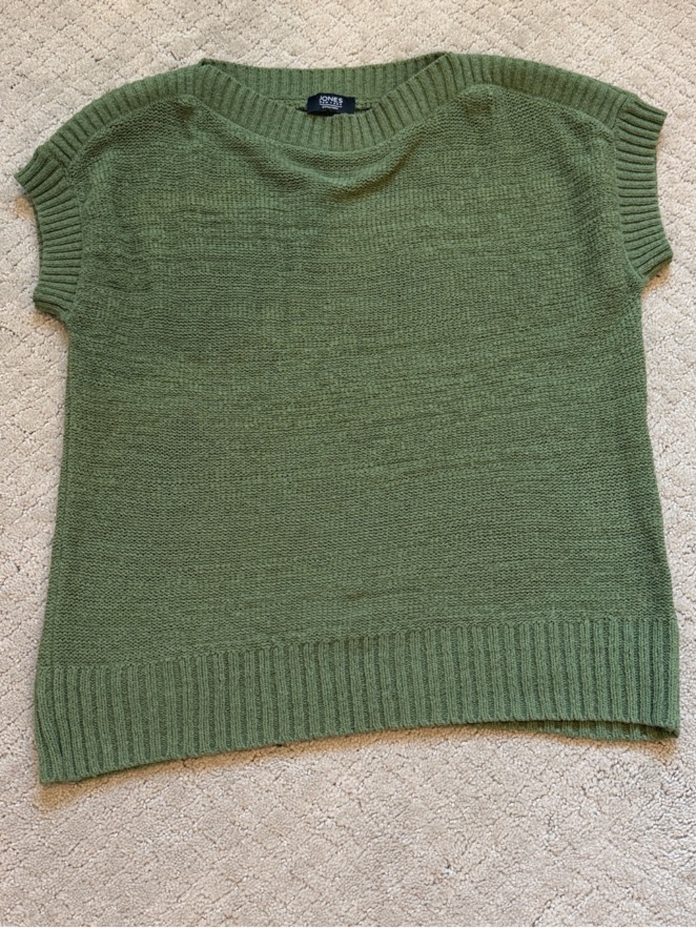 Jones New York Olive Green Short-Sleeve Knit Sweater